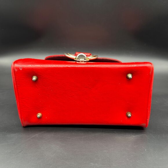 Vintage Purse 1950s Red Vinyl Handbag Mid Century Retro Fashion Accessory As Is - Picture 3 of 15